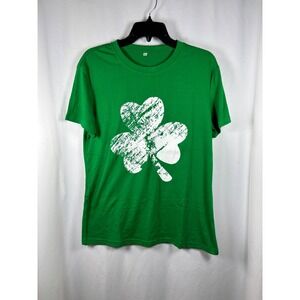 Green Shamrock T Shirt Womens Medium St Patricks Day Lucky Clover Graphic Tee